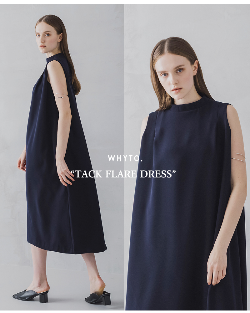 whyto ホワイト タック フレア ノースリーブ ドレス “TUCK FLARE DRESS