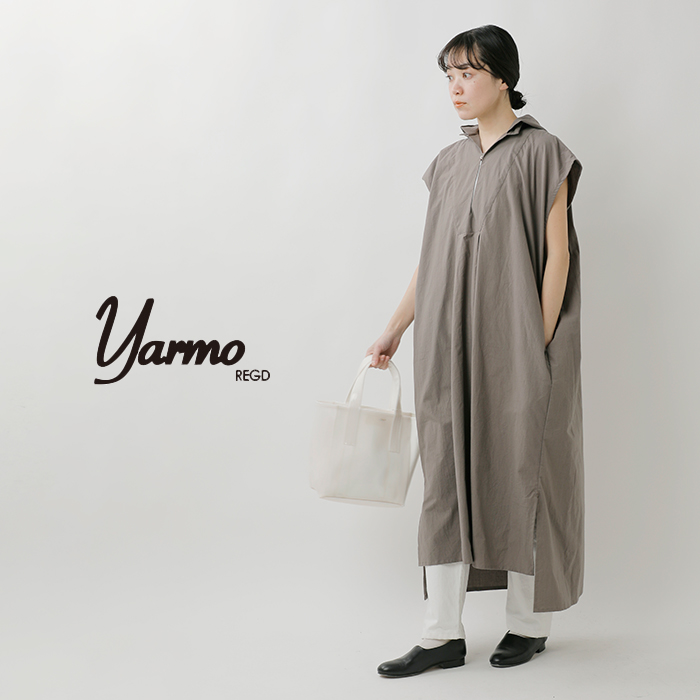 Yarmo(ヤーモ)コットンキャンブリックスリーブレスフードシャツドレスyar-24ss-op45