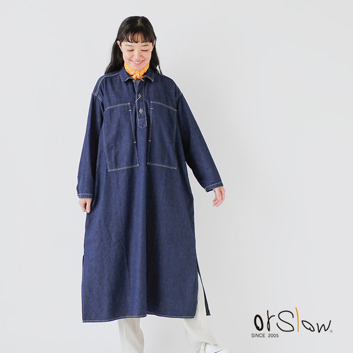 【新品未使用】オアスロウ コットン リネン  DENIM PULL OVER or slow オアスロウ デニム プルオーバー ドレス “PULLOVER
