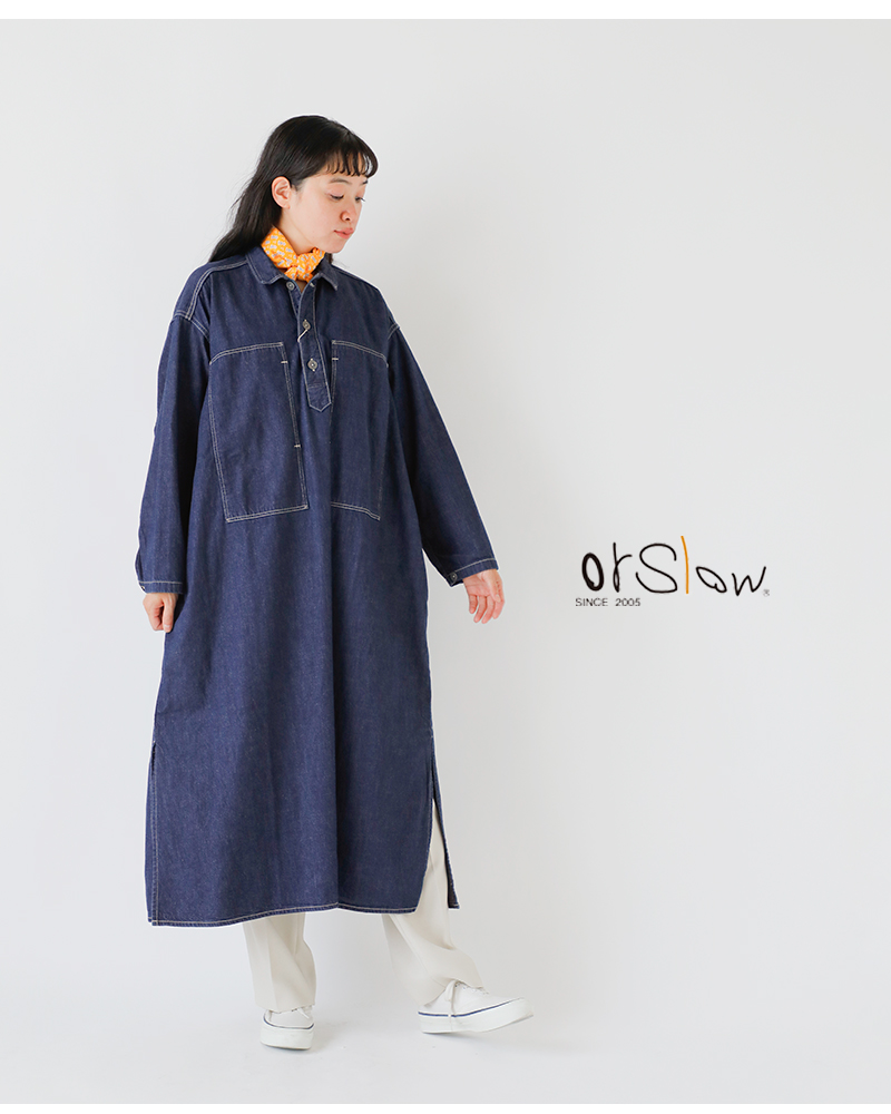 or slow(オアスロウ)デニムプルオーバードレス“PULLOVERDENIMDRESS”00-9541