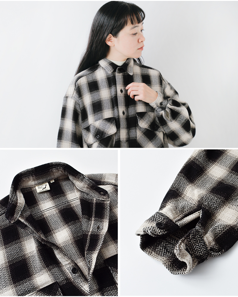 or slow(オアスロウ)オーガニックヘリンボーンフランネルプルオーバードレス00-9542