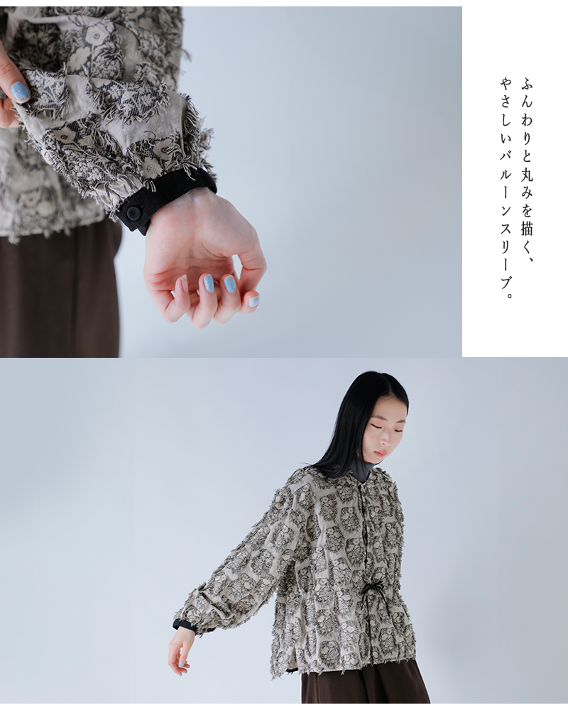 qiri(キリ)ジャガードブラウス“花野風jacquardblouse”63-01-bl-006-25-2