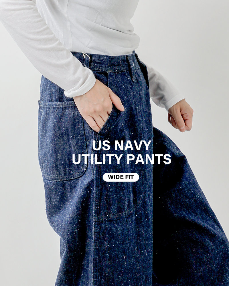 or slow(オアスロウ)ワイドフィットUSネイビーデニムユーティリティパンツ01-v5130