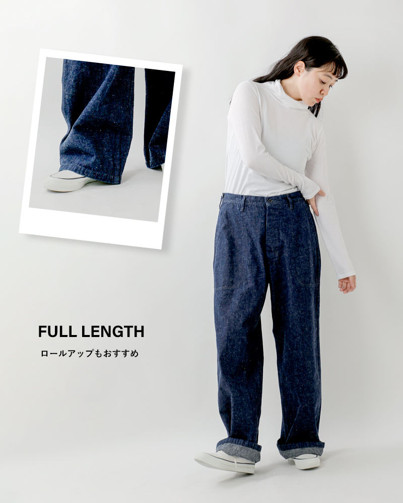 or slow(オアスロウ)ワイドフィットUSネイビーデニムユーティリティパンツ01-v5130