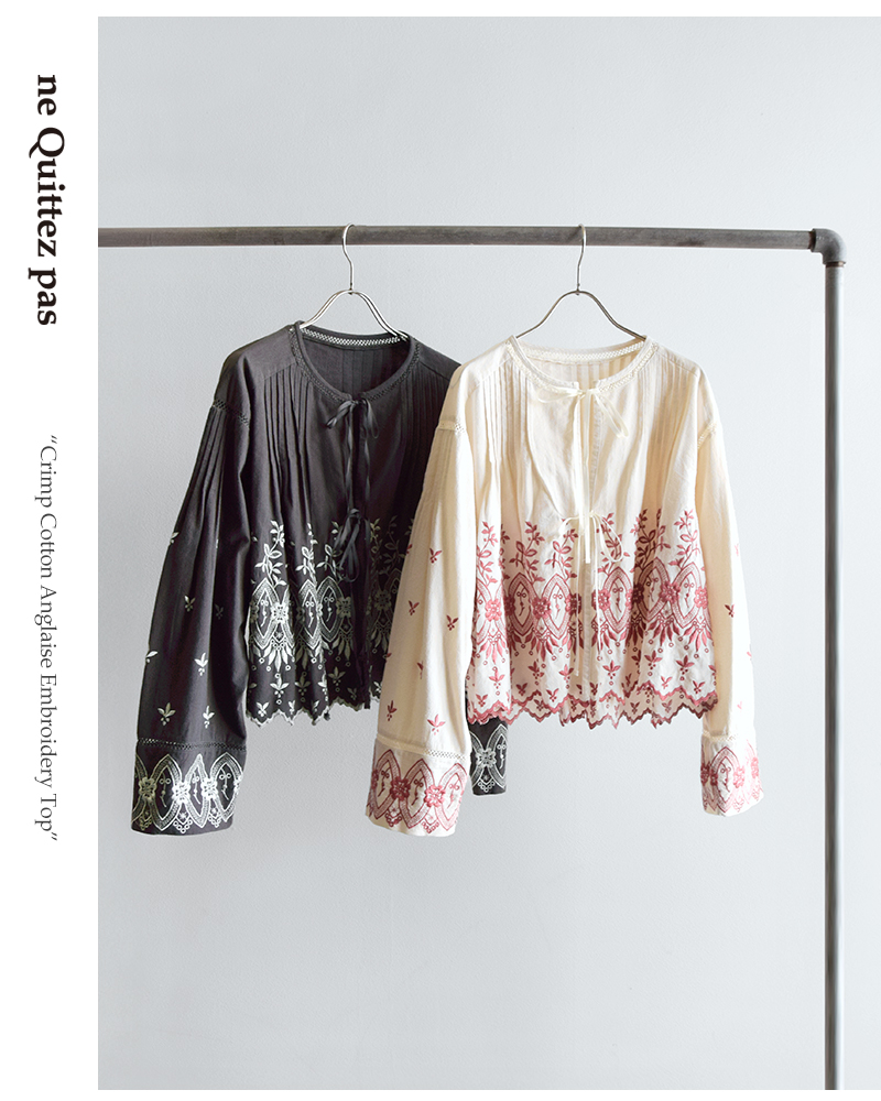 美品✨23ss✨ヌキテパ クリンプコットンエンブロイダリー ブラウス 刺繍 美品✨23ss✨ヌキテパ クリンプコットンエンブロイダリー