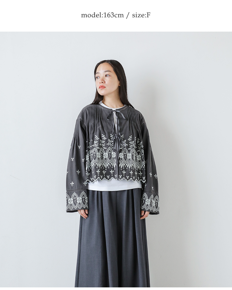 ne Quittez pas(ヌキテパ)クリンプコットンアングレーズ刺繍ブラウス“CrimpCottonAnglaiseEmbroideryTop”010152wh1