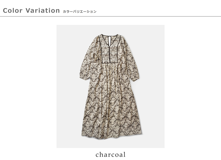 ne Quittez pas(ヌキテパ)ドビーストライプダマスクプリントヨークシャーリングドレス“DobbyStripeDamaskPrintYokeShirringDress”010451zy1