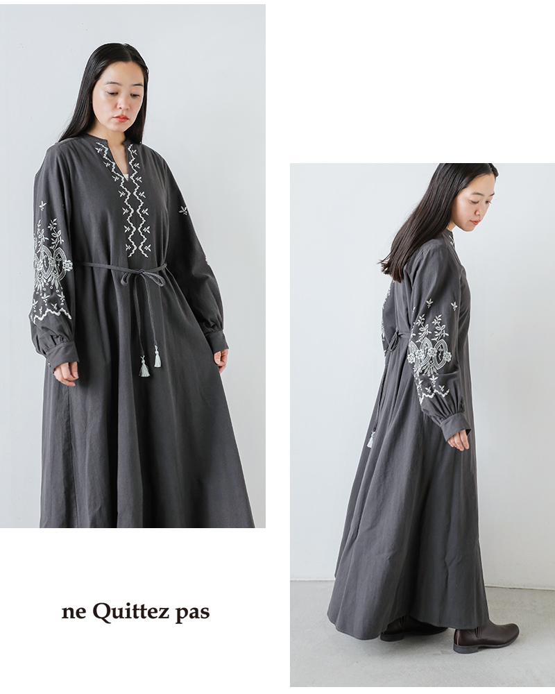ne Quittez pas(ヌキテパ)クリンプコットンアングレーズ刺繍ドレス“CrimpCottonAnglaiseEmbroideryDress”010452wh2