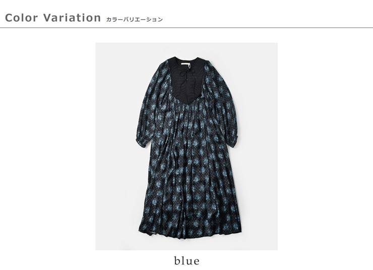 ne Quittez pas(ヌキテパ)シャンタンジャガードポピープリントヨークドレス“ShantoonJacquardPoppyPrintYokeDress”010452wl1