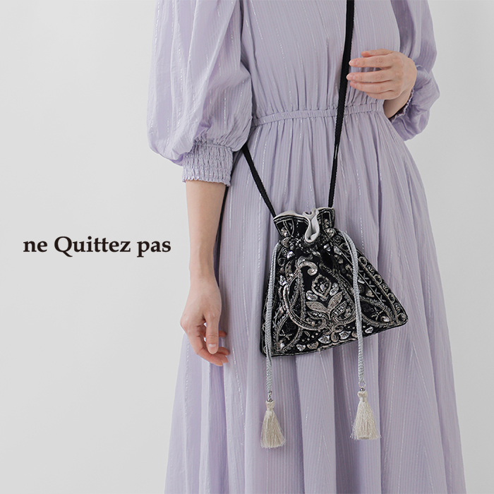 ne Quittez pas ヌキテパ スパンコール 刺繍 ショルダーバッグ