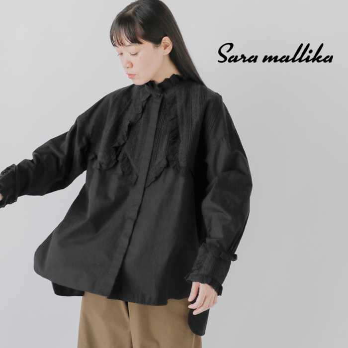 Sara Mallika サラマリカ コットン ピンタック レース ブラウス