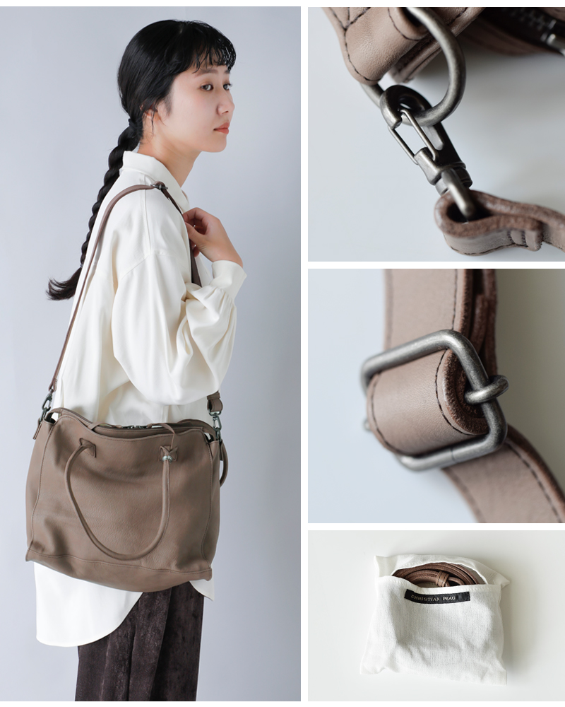 CHRISTIAN PEAUカウレザー ラウンド ハンドル 2wayトート バッグ 06346cp-vcw