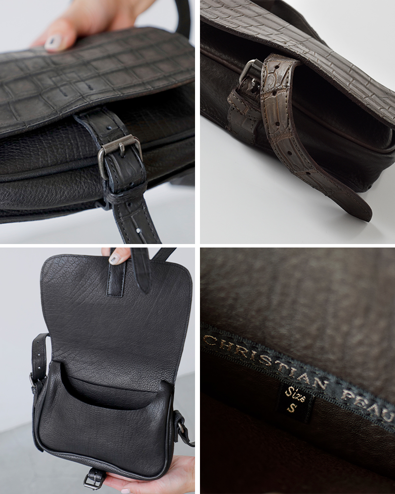 CHRISTIAN PEAU(クリスチャン・ポー・クリスチャンポー)クロコダイルレザーショルダーバッグ06455-1-cp