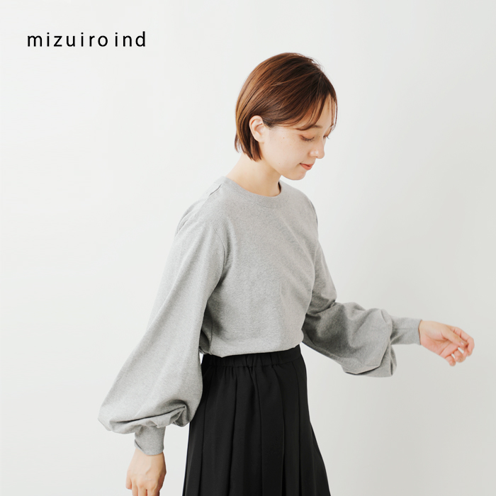 mizuiro ind(ミズイロインド)コットンパフスリーブロングTシャツ1-210069