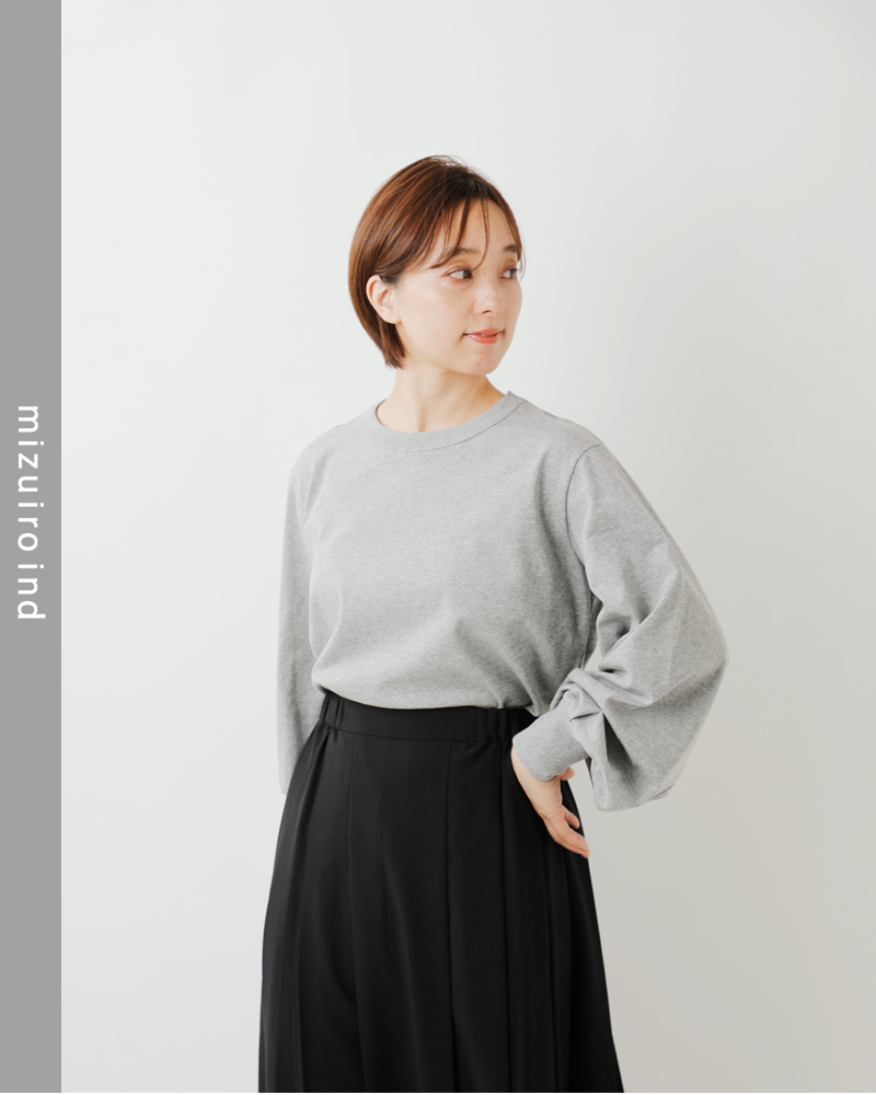 mizuiro ind(ミズイロインド)コットンパフスリーブロングTシャツ1-210069