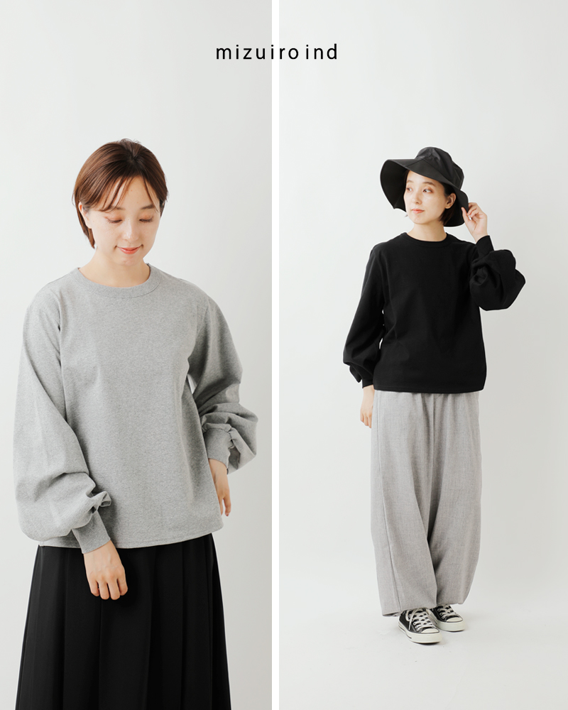 mizuiro ind(ミズイロインド)コットンパフスリーブロングTシャツ1-210069