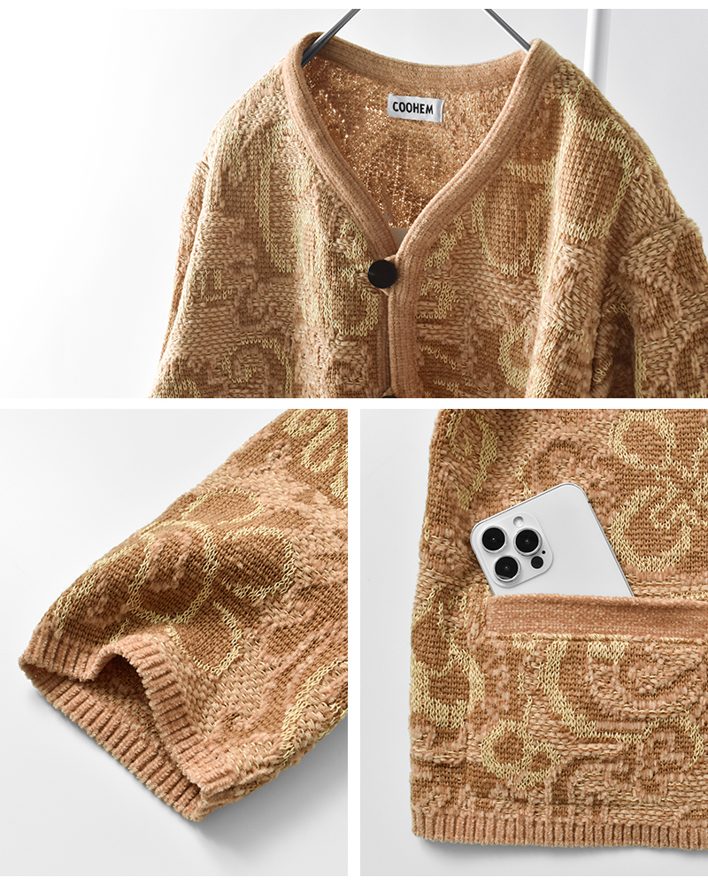 COOHEM(コーへン)ゴブランジャガードニットジャケット11-254-008