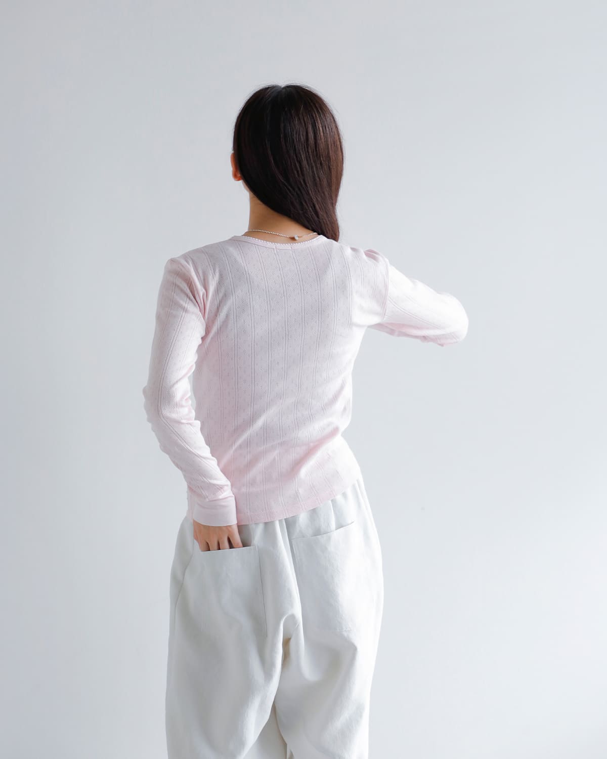 SEA 長袖ヘンリーネック　ピンク SEA シー コットン ヘンリーネック 長袖 Tシャツ 110706318-kk