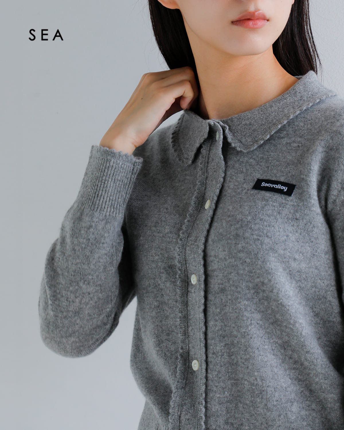 SEA(シー)カシミヤ フリル ニット カーディガン 110706410