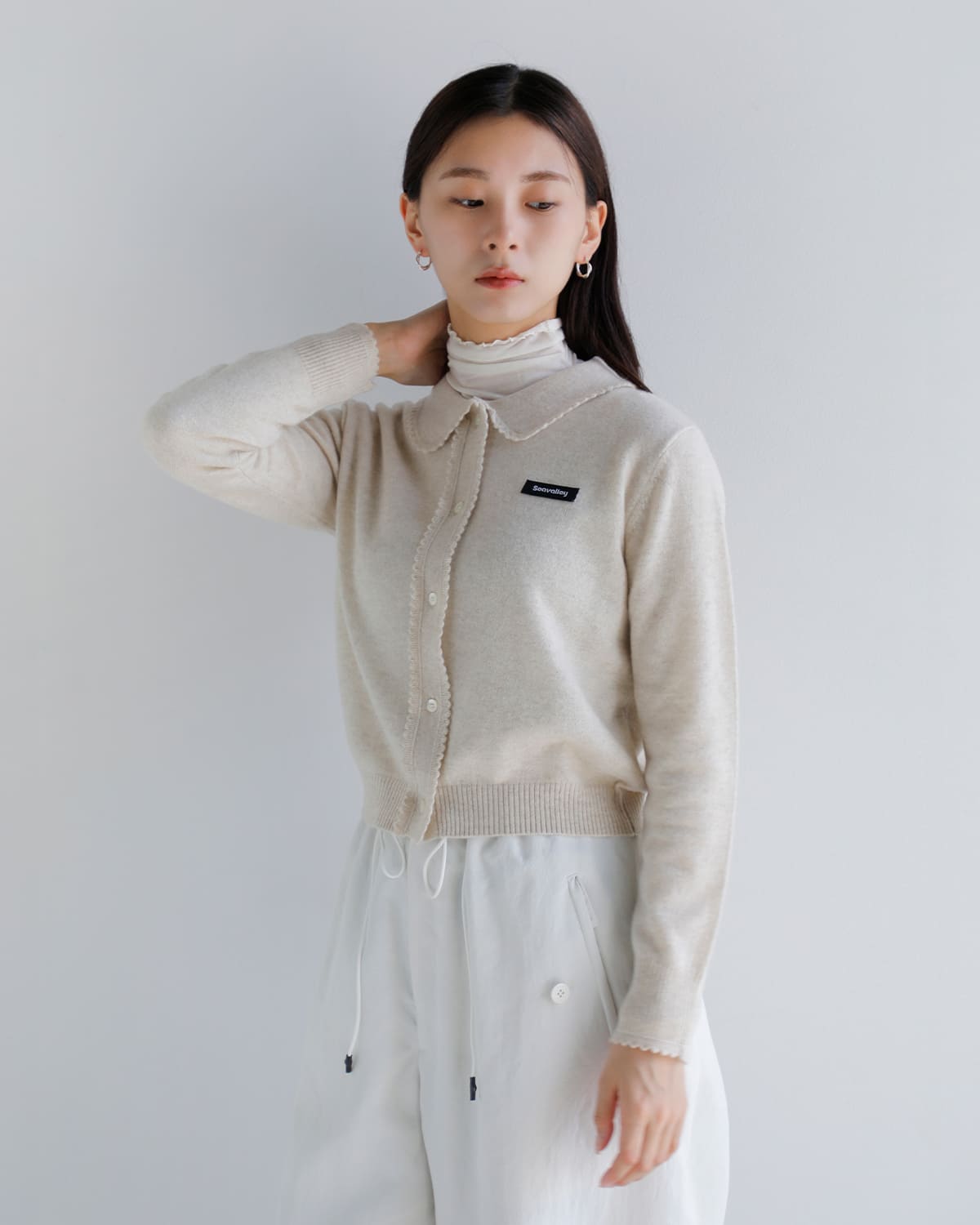 SEA(シー)カシミヤフリルニットカーディガン 110706410