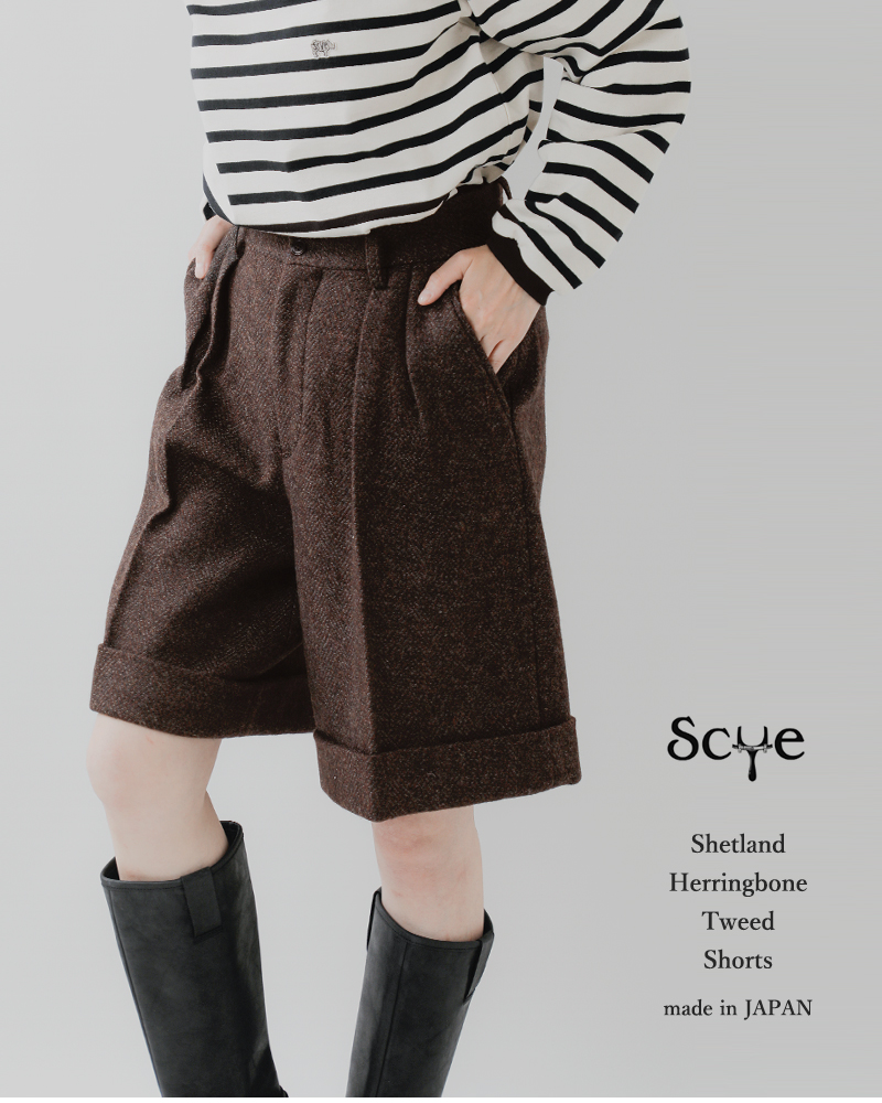 Scye(TC)E[VFbghw{[cC[hV[gpcgShetlandHerringboneTweedShortsh1225-83015