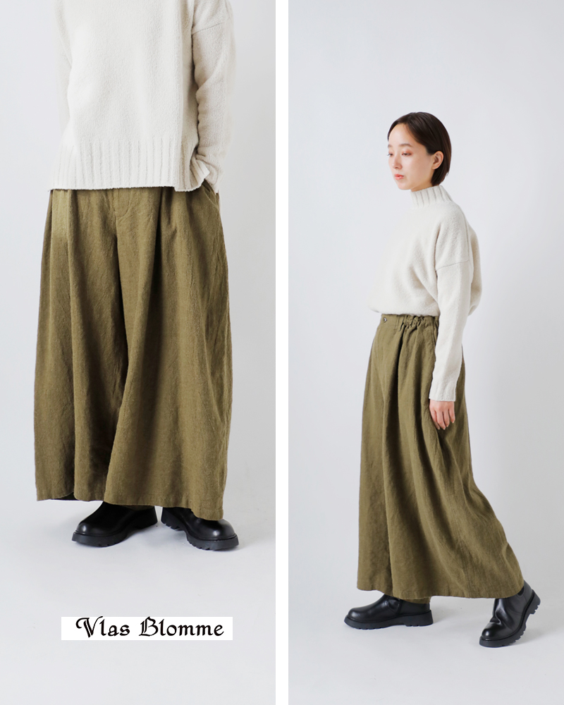 Vlas Blomme(ヴラスブラム・ブラスブラム)ウォッシュドリネンラミーウールカーブパンツ13539115