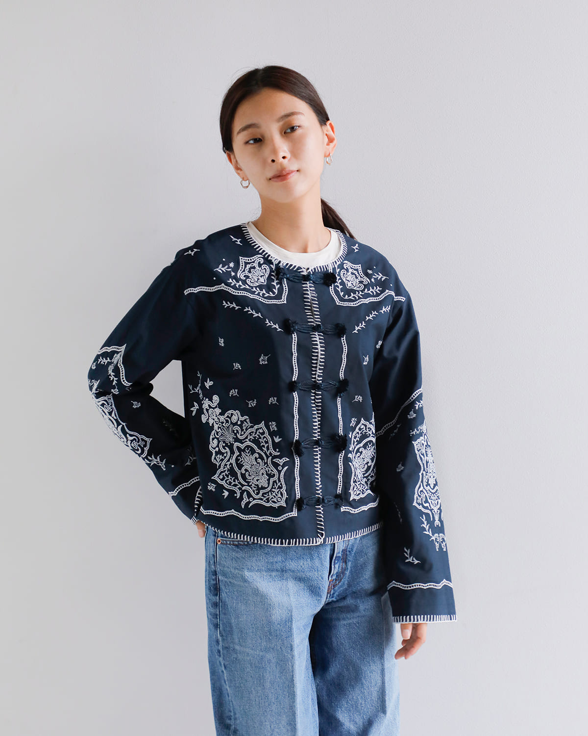 CREDONA クレドナ コットン レース 刺繍 ブラウス ジャケット