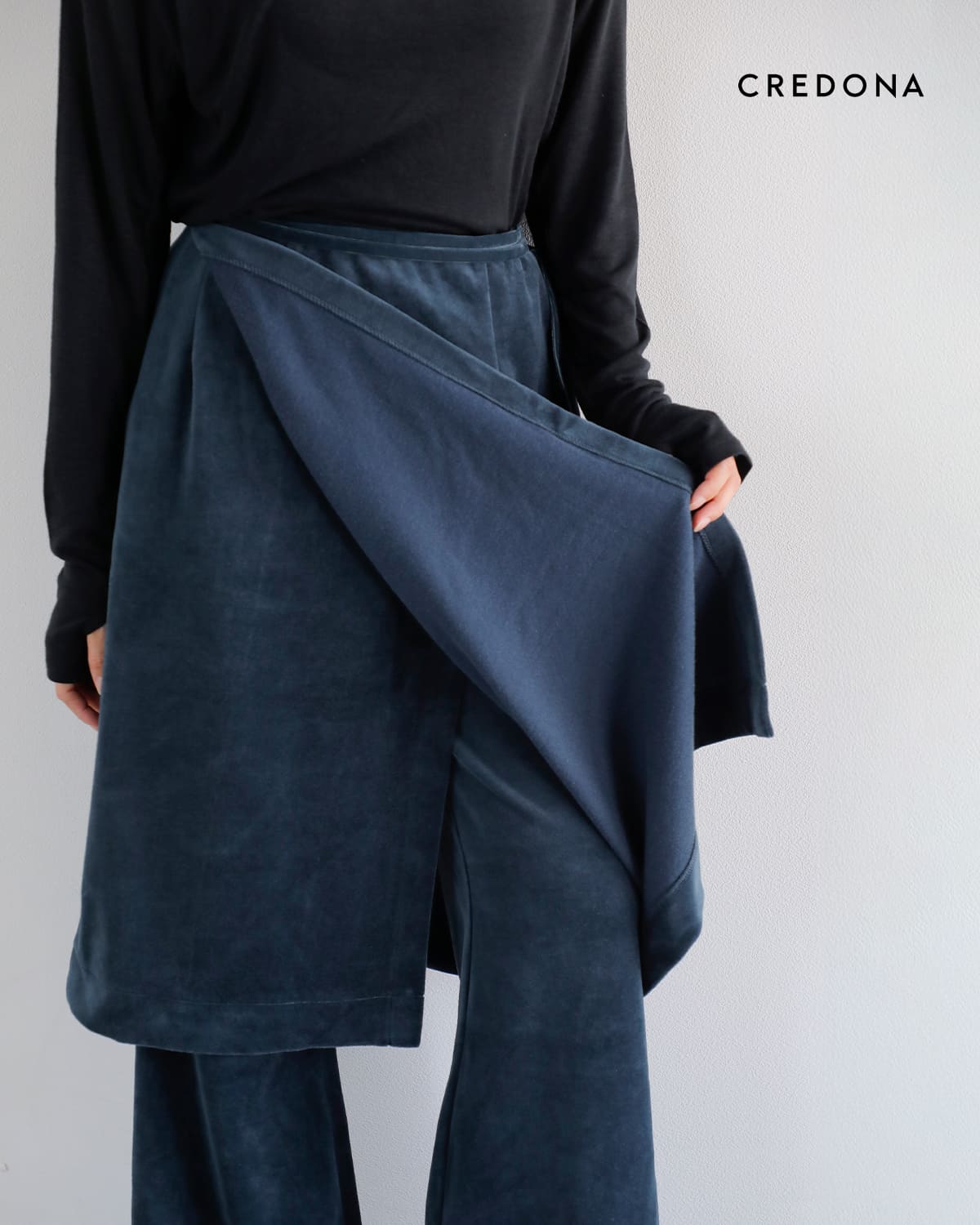 CREDONA クレドナ コットン ベロア レイヤード パンツ “COTTON