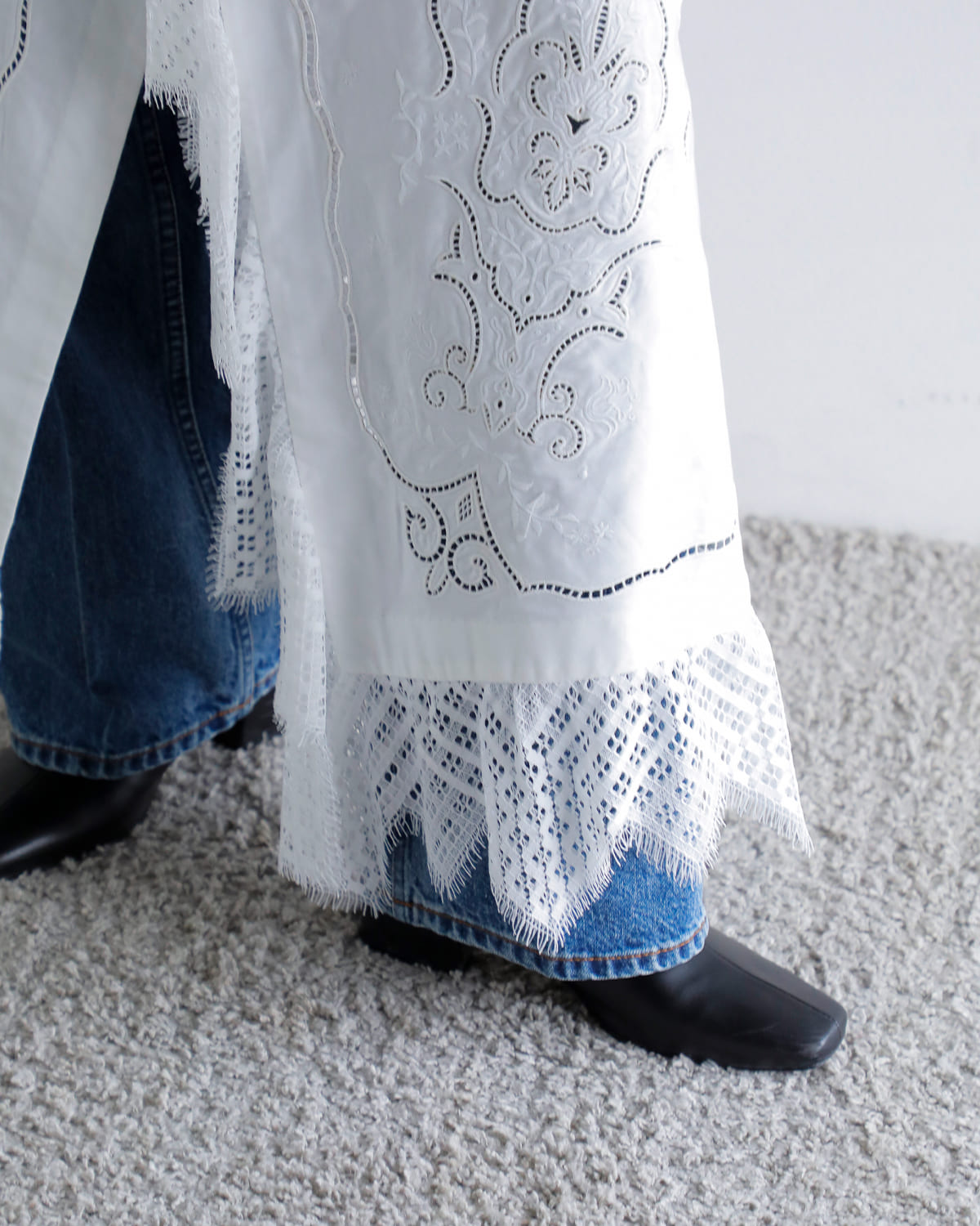 CREDONA クレドナ コットン レース 刺繍 ラップ スカート