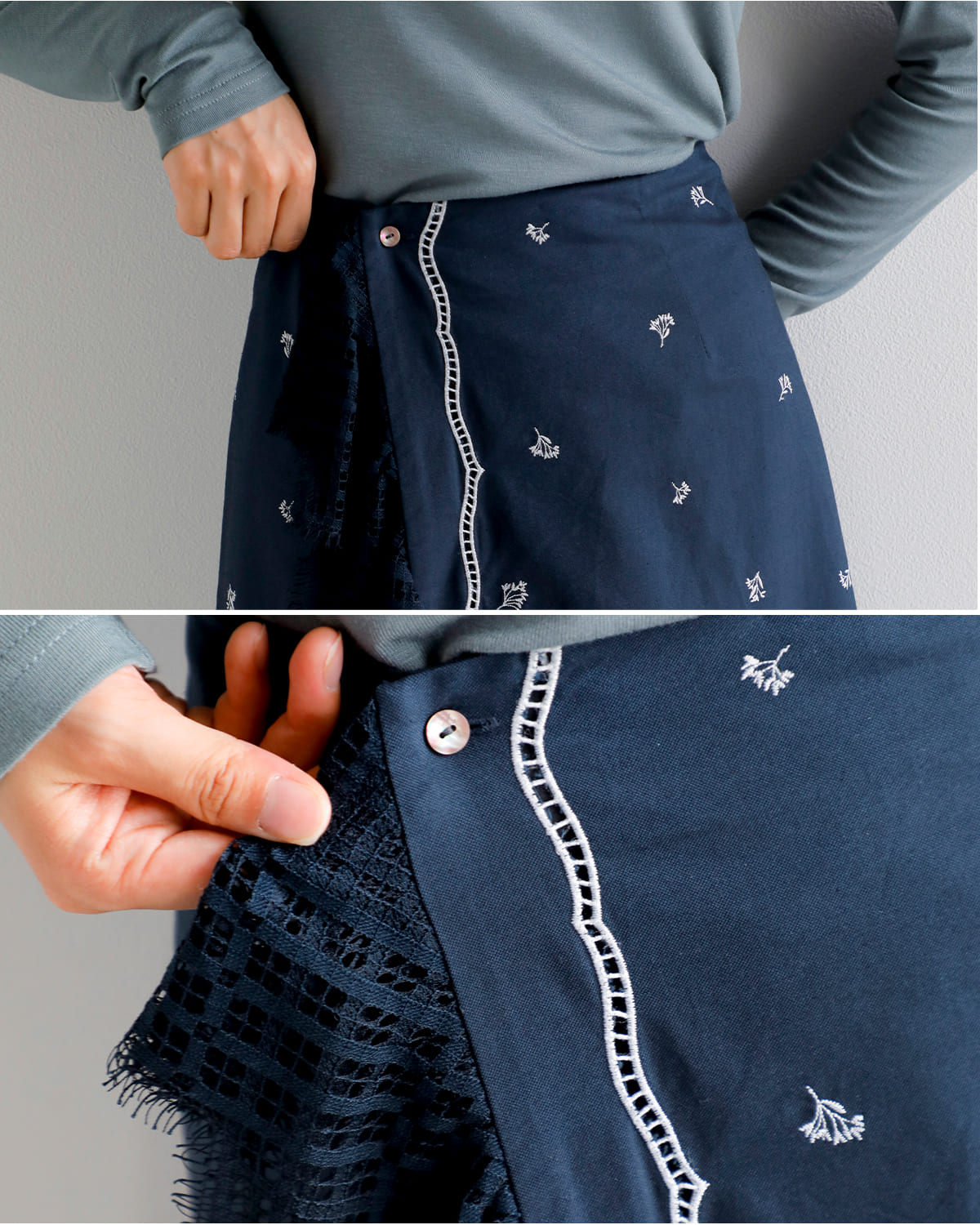 CREDONA(クレドナ)コットンレース刺繍ラップスカート “VENEZIA LACE SKIRT” 1425421369-0