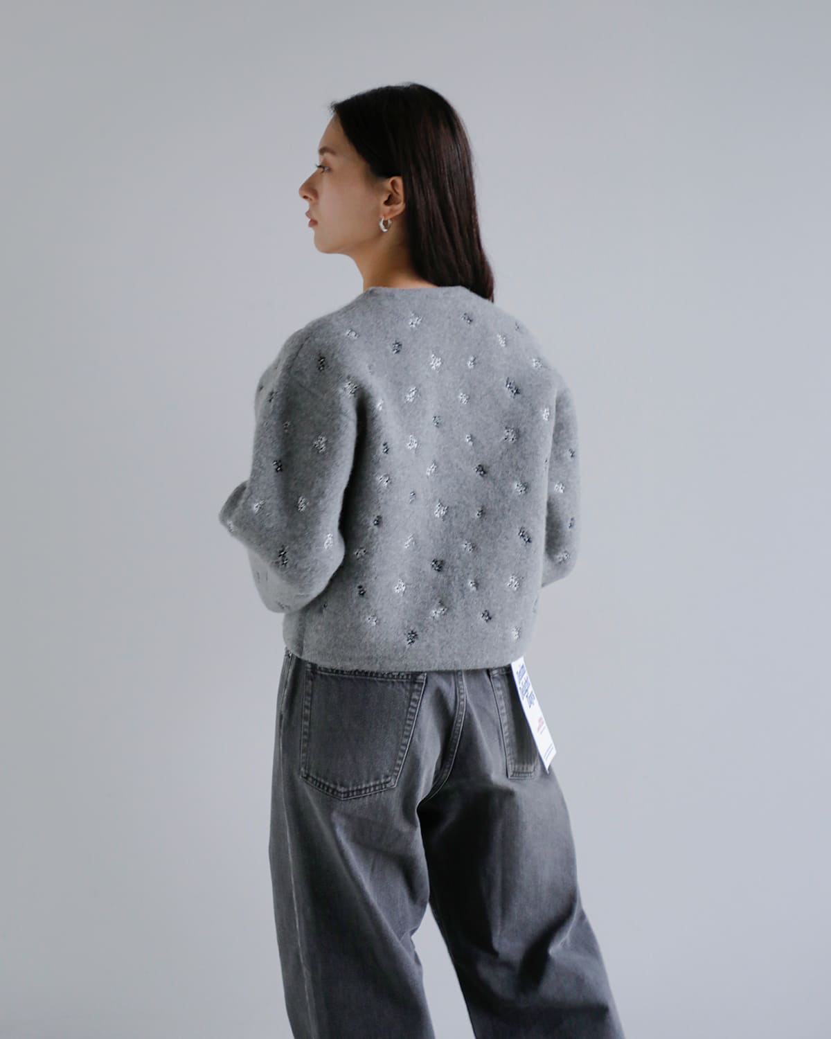 CREDONA(クレドナ)ウールブレンドブークレフラワー刺繍ニットジャケット “FLOWER EMBROIDERY KNIT JACKET” 1425511389-0