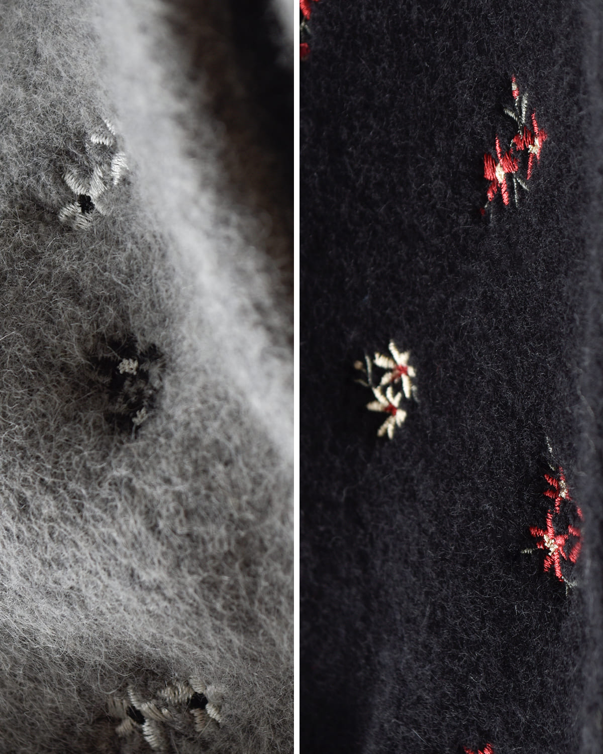 CREDONA(クレドナ)ウールブレンドブークレフラワー刺繍ニットジャケット “FLOWER EMBROIDERY KNIT JACKET” 1425511389-0