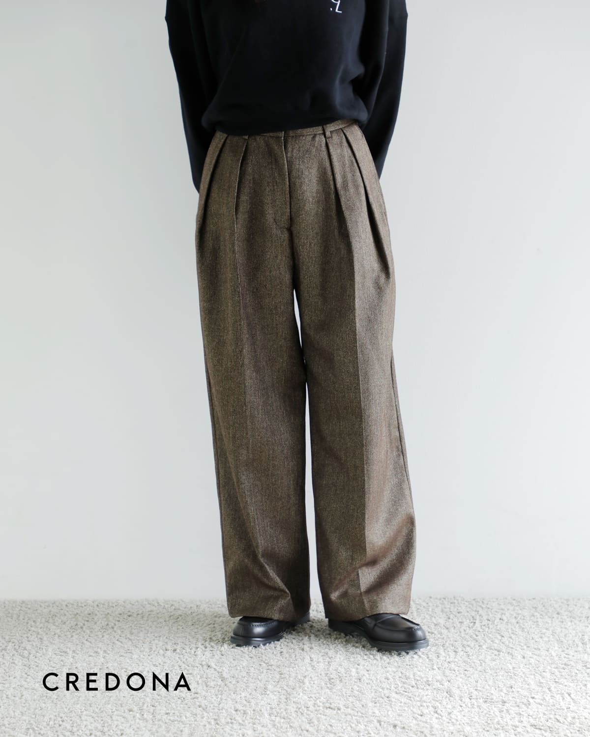 CREDONA(クレドナ)高密度 ウール ギャバジン ツータック スラックス パンツ “THE C ICHIGUN PANTS”1425520359-0