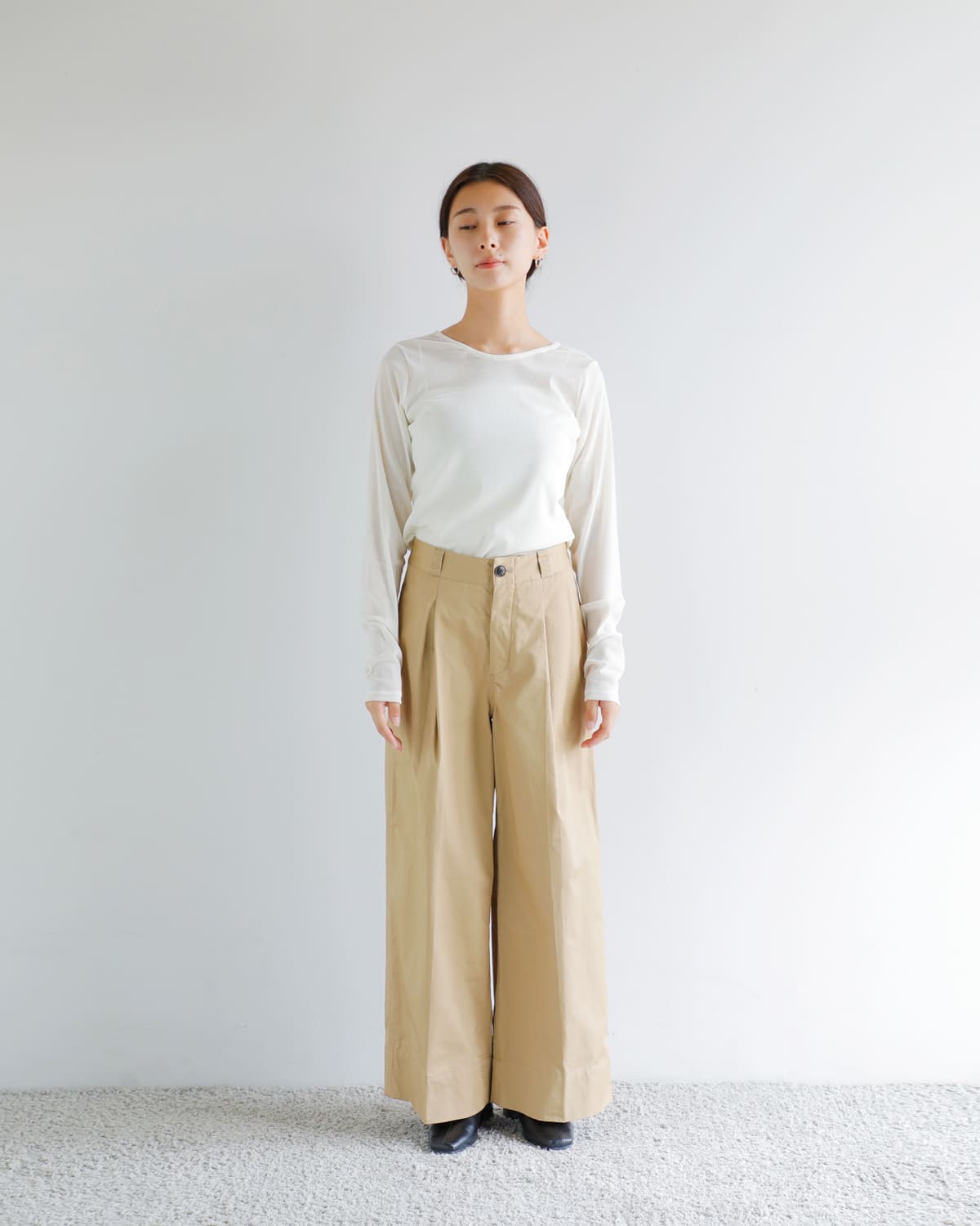 CREDONA(クレドナ)60/2コットンギャバジンワイドチノパンツ “NORMANDY WIDE CHINO” 1425520381-0