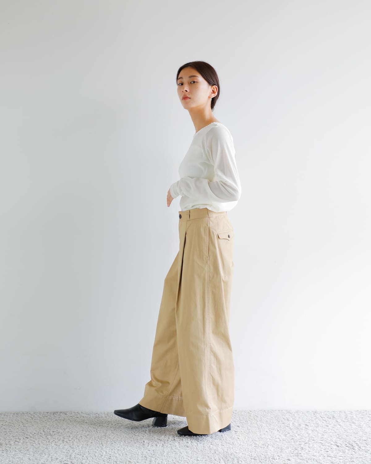 CREDONA(クレドナ)60/2コットンギャバジンワイドチノパンツ “NORMANDY WIDE CHINO” 1425520381-0