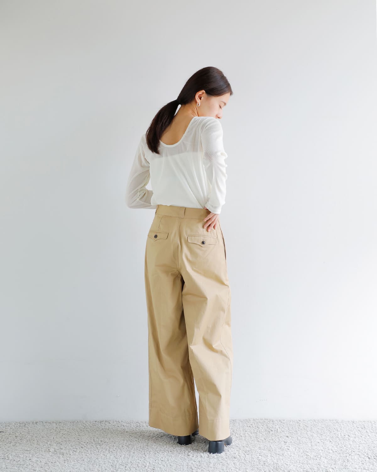 CREDONA(クレドナ)60/2コットンギャバジンワイドチノパンツ “NORMANDY WIDE CHINO” 1425520381-0