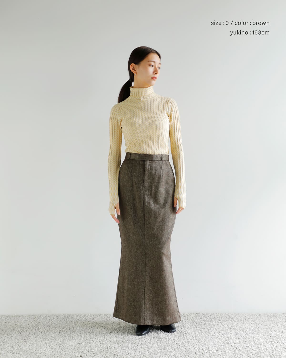 CREDONA(クレドナ)高密度ウールギャバジンペンシルスカート “THE C ICHIGUN SKIRT” 1425521372-0