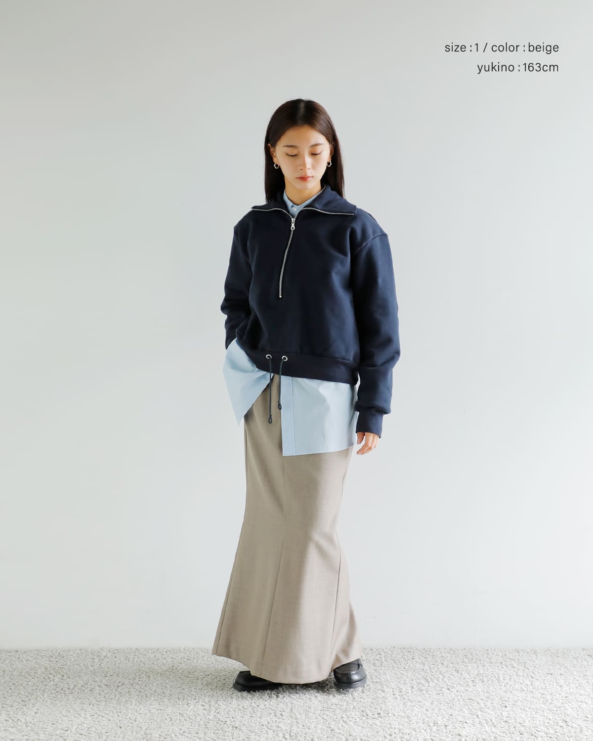 CREDONA(クレドナ)高密度ウールギャバジンペンシルスカート “THE C ICHIGUN SKIRT” 1425521372-0