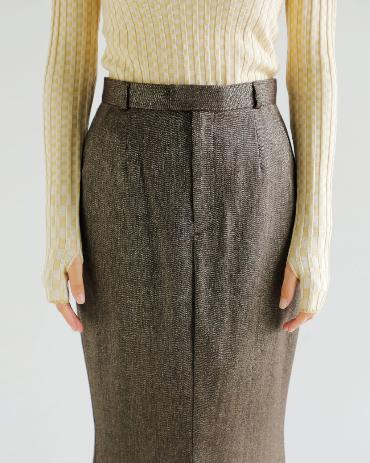 CREDONA(クレドナ)高密度ウールギャバジンペンシルスカート “THE C ICHIGUN SKIRT” 1425521372-0