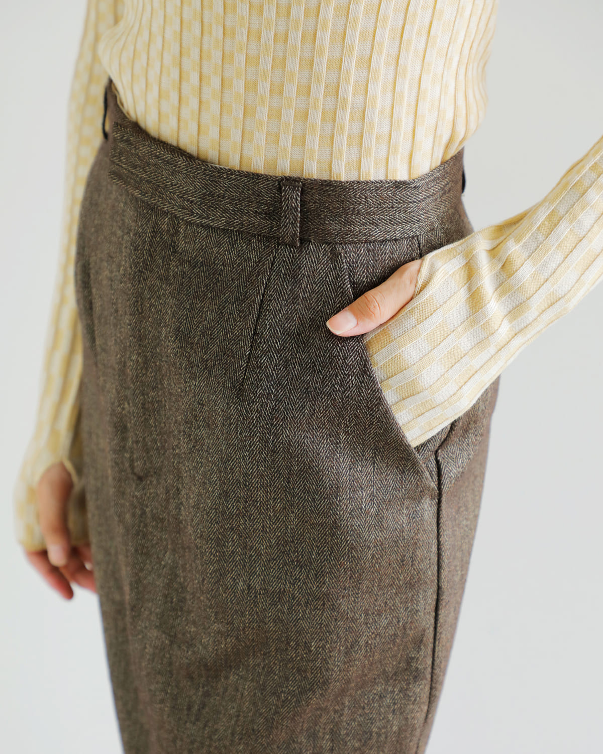 CREDONA(クレドナ)高密度ウールギャバジンペンシルスカート “THE C ICHIGUN SKIRT” 1425521372-0