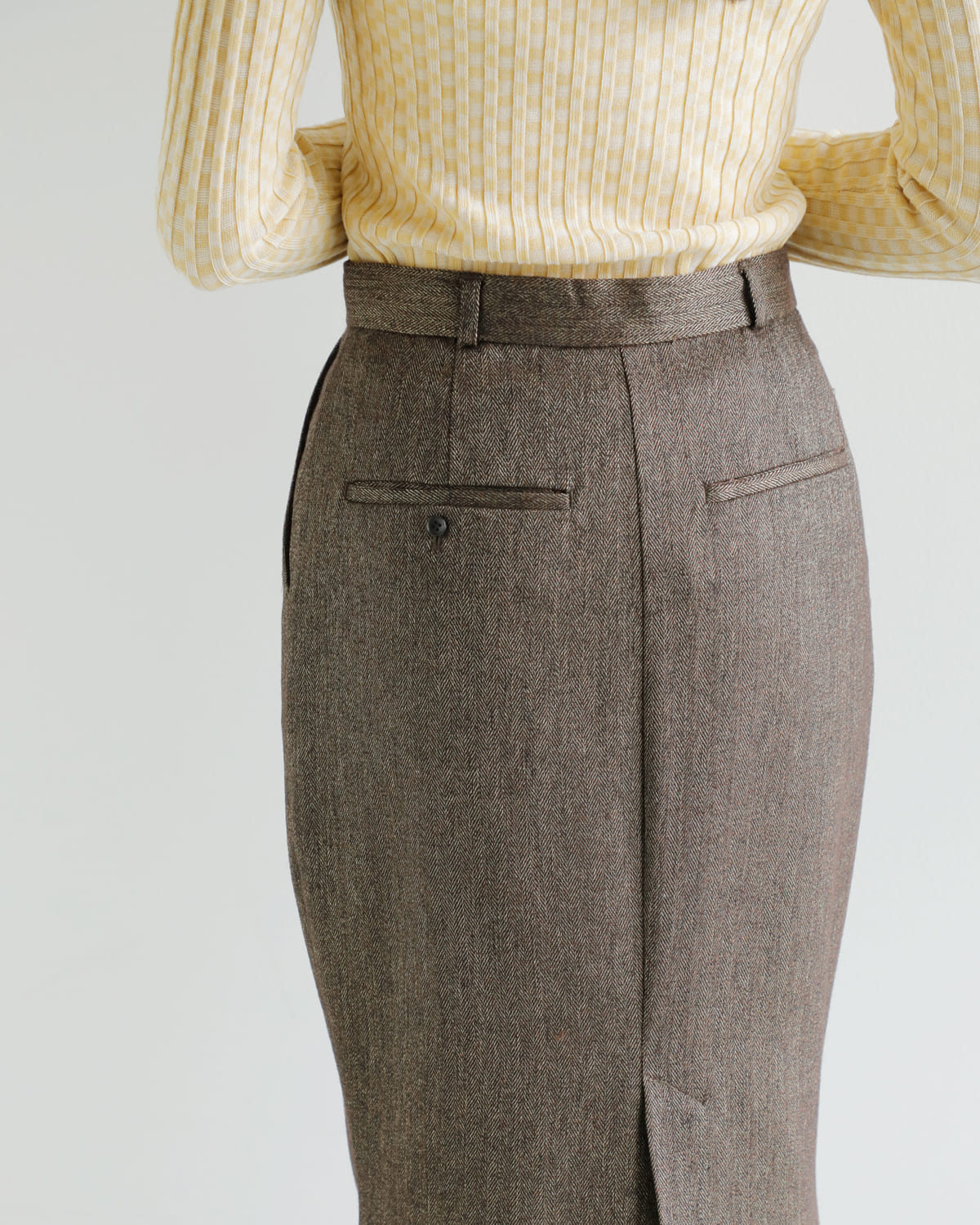 CREDONA(クレドナ)高密度ウールギャバジンペンシルスカート “THE C ICHIGUN SKIRT” 1425521372-0