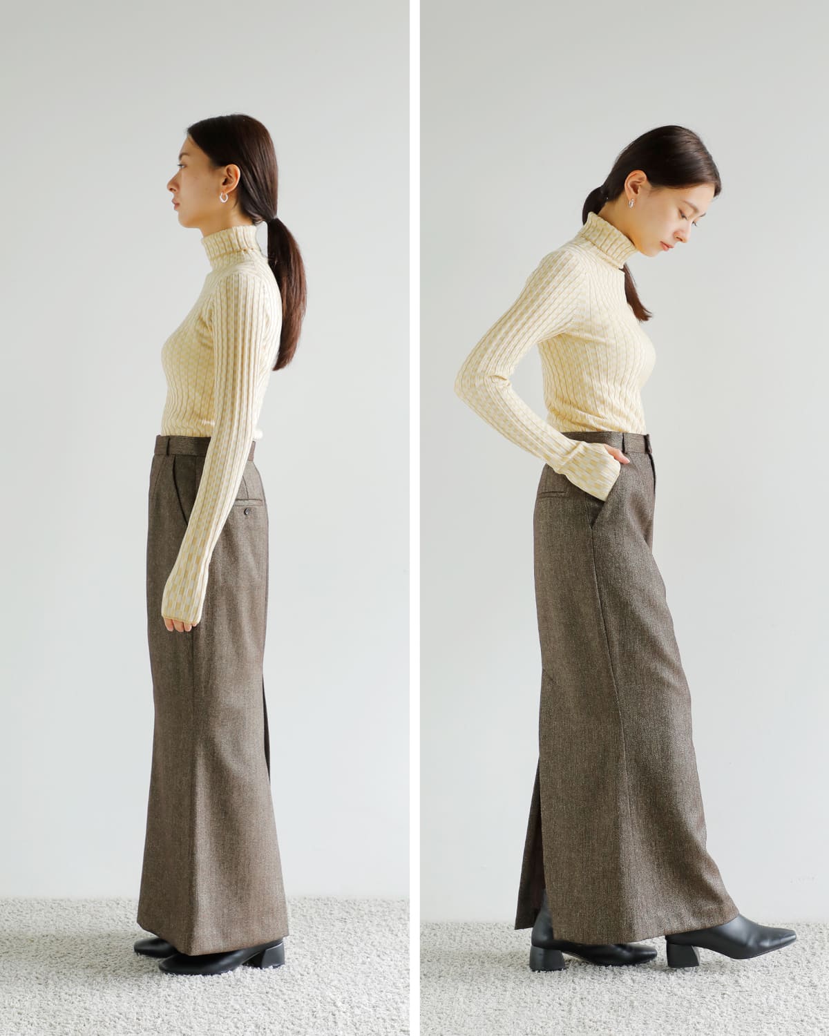 CREDONA(クレドナ)高密度ウールギャバジンペンシルスカート “THE C ICHIGUN SKIRT” 1425521372-0