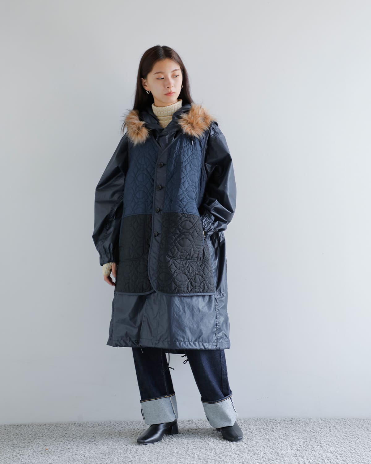 beautiful people(ビューティフルピープル)マルチレイヤリングハイカウントチンツ4wayモッズコート “Multilayering highcount chintz modscoat” 1535103009