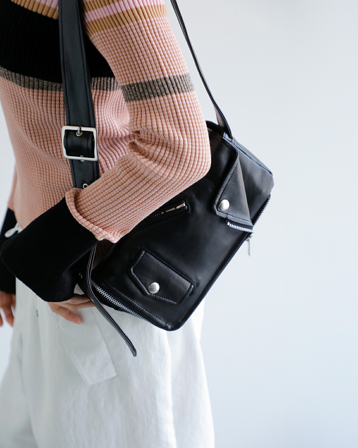beautiful people(ビューティフルピープル)シープスキンライダースフラップショルダーバッグ “Excerption riders kids flap shoulder bag” 1535611974
