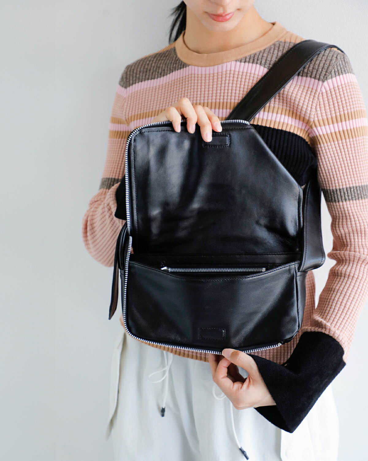 beautiful people(ビューティフルピープル)シープスキンライダースフラップショルダーバッグ “Excerption riders kids flap shoulder bag” 1535611974