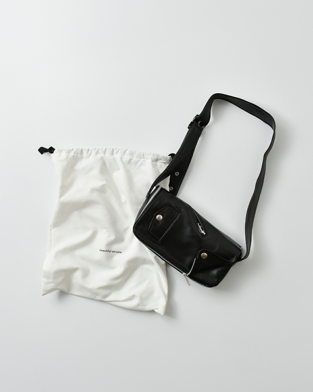 beautiful people(ビューティフルピープル)シープスキンライダースフラップショルダーバッグ “Excerption riders kids flap shoulder bag” 1535611974