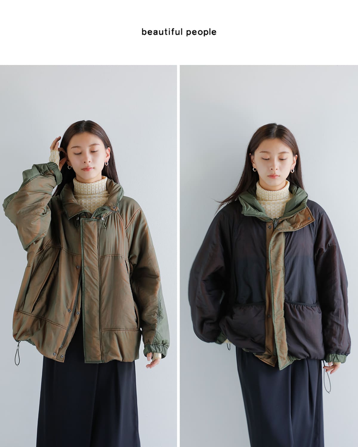 beautiful people(ビューティフルピープル)ナイロンリップ リバーシブル ジップブルゾン “Nylonrip dyedpadding monsterparka blouson”1545102007