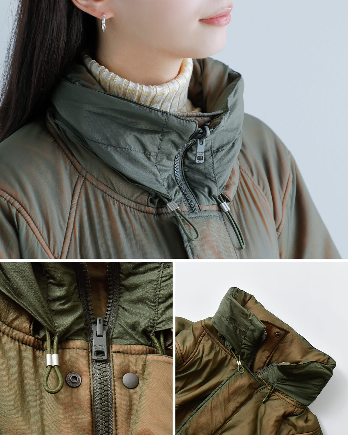 beautiful people(ビューティフルピープル)ナイロンリップリバーシブルジップブルゾン “Nylonrip dyedpadding monsterparka blouson” 1545102007