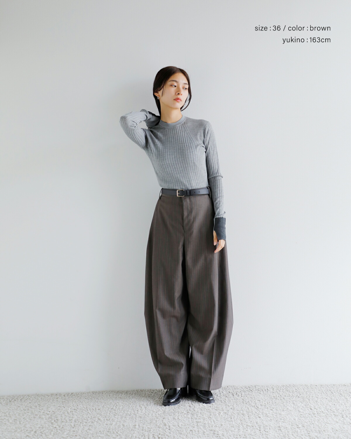beautiful people(ビューティフルピープル)ウールシルクサイドタックワイドパンツ1545105013 “Sheer stripe suiting side tuck widepants” 1545105013