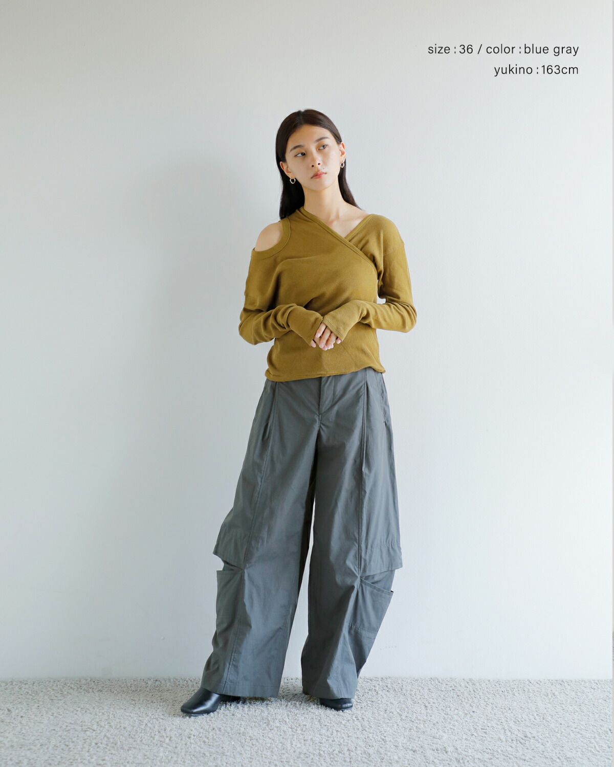 beautiful people(ビューティフルピープル)コットンテーパードイージーワイドパンツ1545105014 “Cotton suiting trompe loeil pants” 1545105014